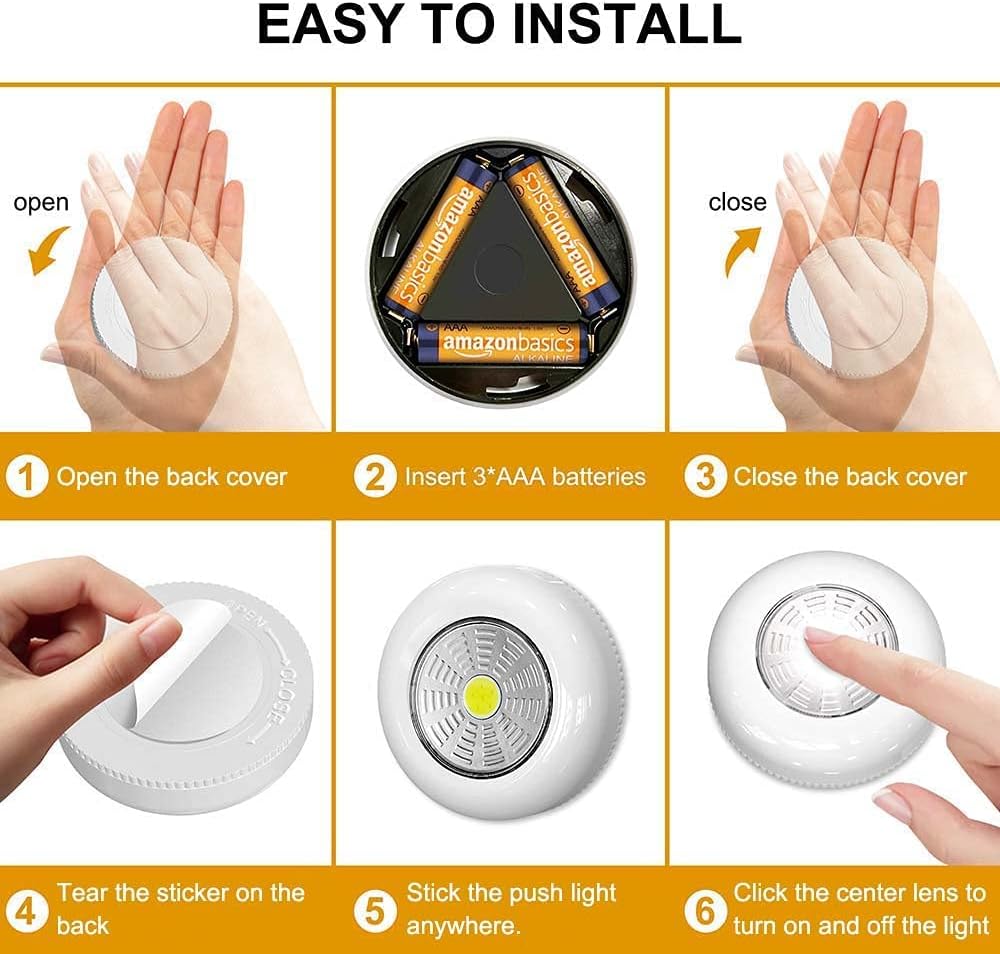 LuminAura LED Puck Lights – Patio and Outdoor Dining Ambience, Wireless Touch Puck Lights