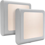 MAZ-TEK Dusk to Dawn Night Light with Offset Plug – Small Space Friendly LED for Renter and Studio Living, Unassuming Modern Look, 2 Pack