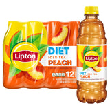 Lipton Diet Peach Iced Tea – Travel Friendly Bottled Tea for Camping and Picnic Coolers, 12 Bottle Pack