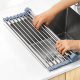 MECHEER Over-the-Sink Drying Rack – Sleek Stainless and Silicone Accent for a Curated Counter Look