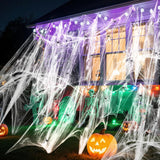 Land Guard Spooky Season Gift Halloween Spider Web Bundle for Party Planners and Haunt Creators, 200 sqft Polyester Webbing with Bonus Spiders