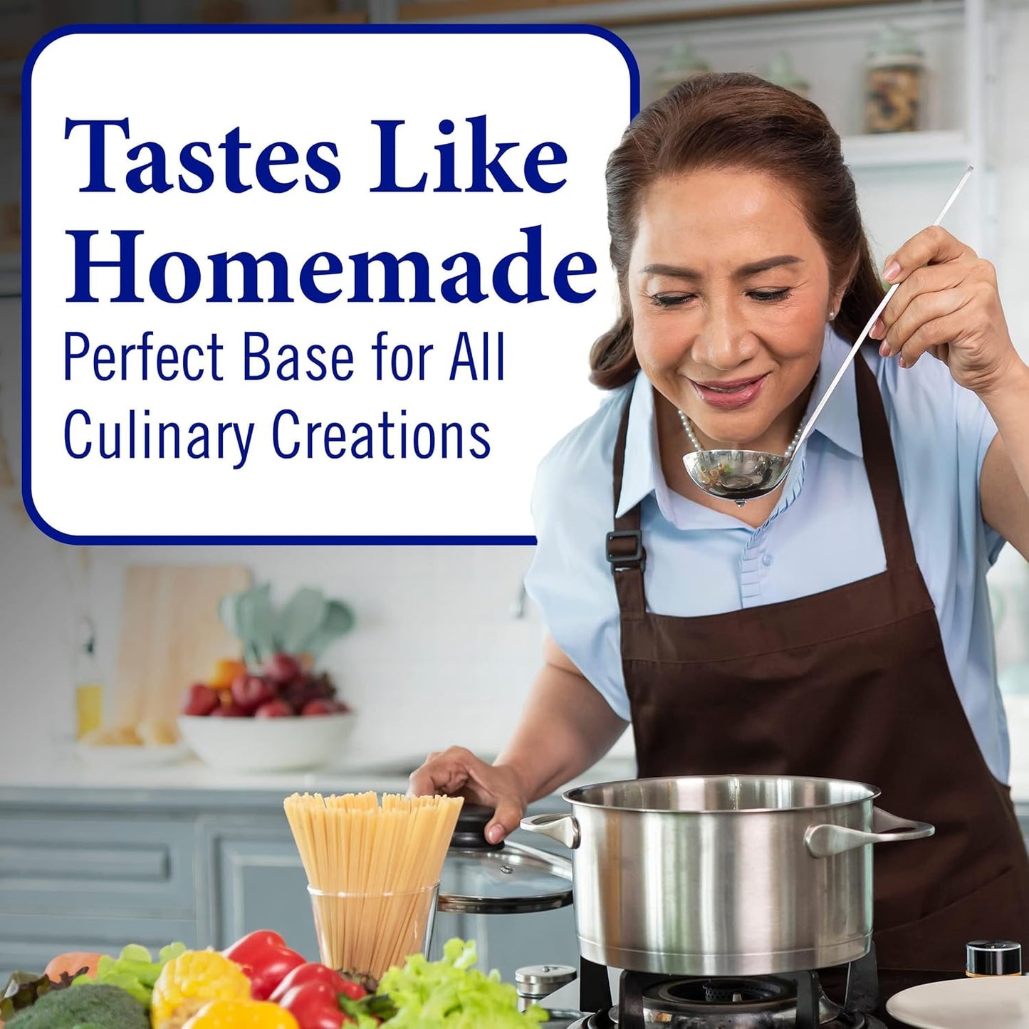 1:1 substitute for broth, stock, or bouillon in recipes