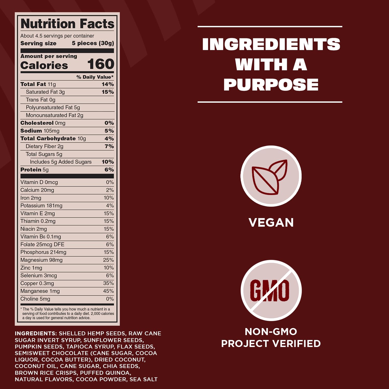 2g dietary fiber and 9 essential vitamins and minerals per serving