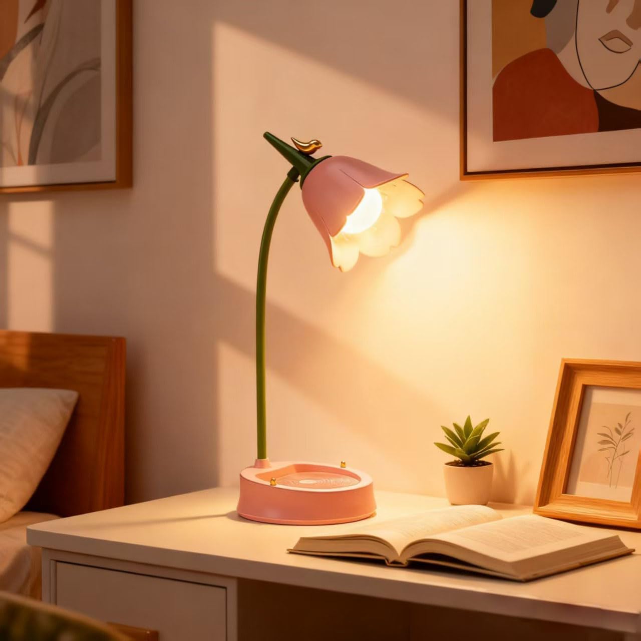 [Brand Name] Nature-Inspired Table Lamp – Rose-Toned Ambient Light for Living Room Side Table Styling