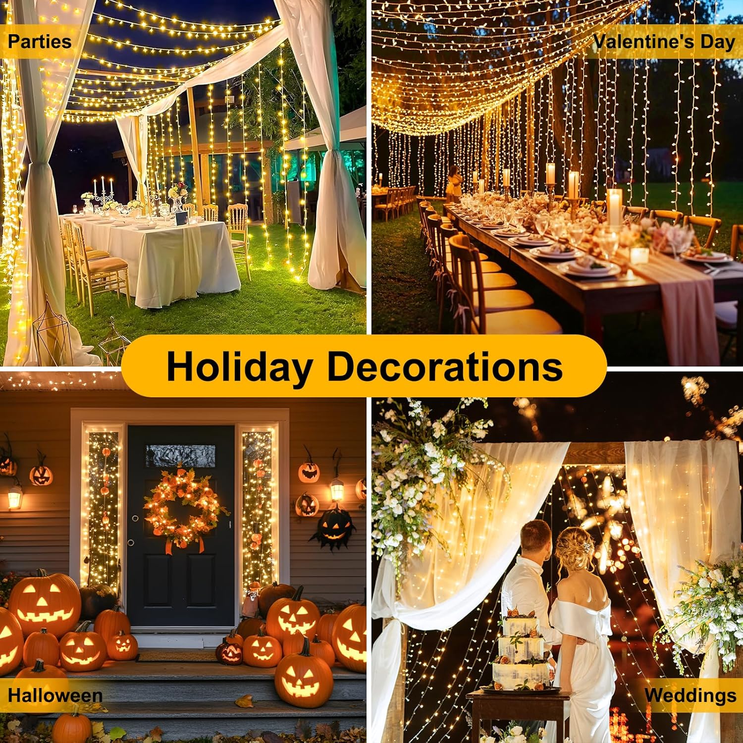 Christmas Gift for Couples and Home Lovers, Connectable LED Twinkle Lights with Timer and Green Wire
