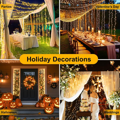Christmas Gift for Couples and Home Lovers, Connectable LED Twinkle Lights with Timer and Green Wire