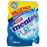 Mentos Pure Fresh Sugar-Free Chewing Gum with Xylitol, Fresh Mint, 120 Piece Bulk Resealable Bag for Study and Deep-Work Chew Ritual