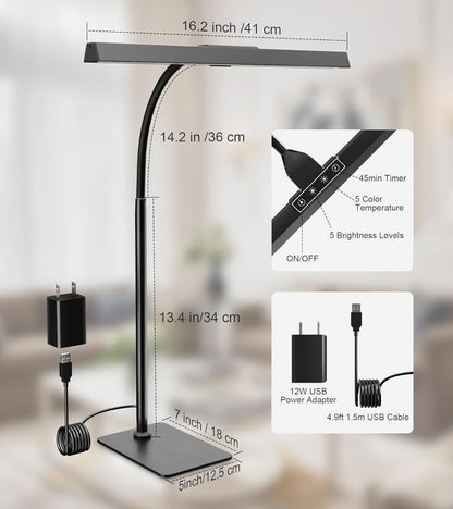 GlowStar Minimalist LED Task Lamp for Living Room and Bedroom, Matte White Wide Light Bar for Contemporary Interior Style