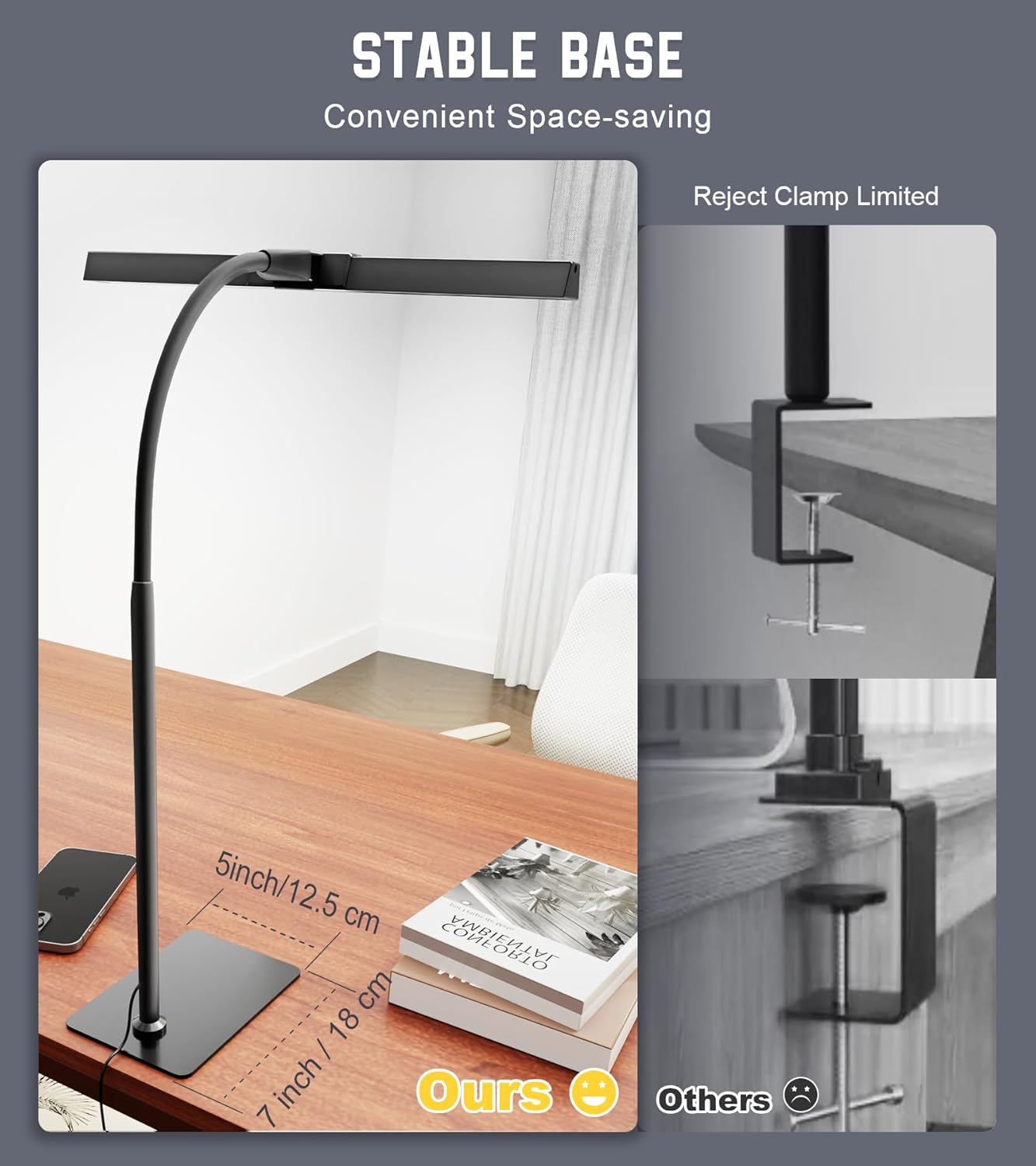 GlowStar Minimalist LED Task Lamp for Living Room and Bedroom, Matte White Wide Light Bar for Contemporary Interior Style