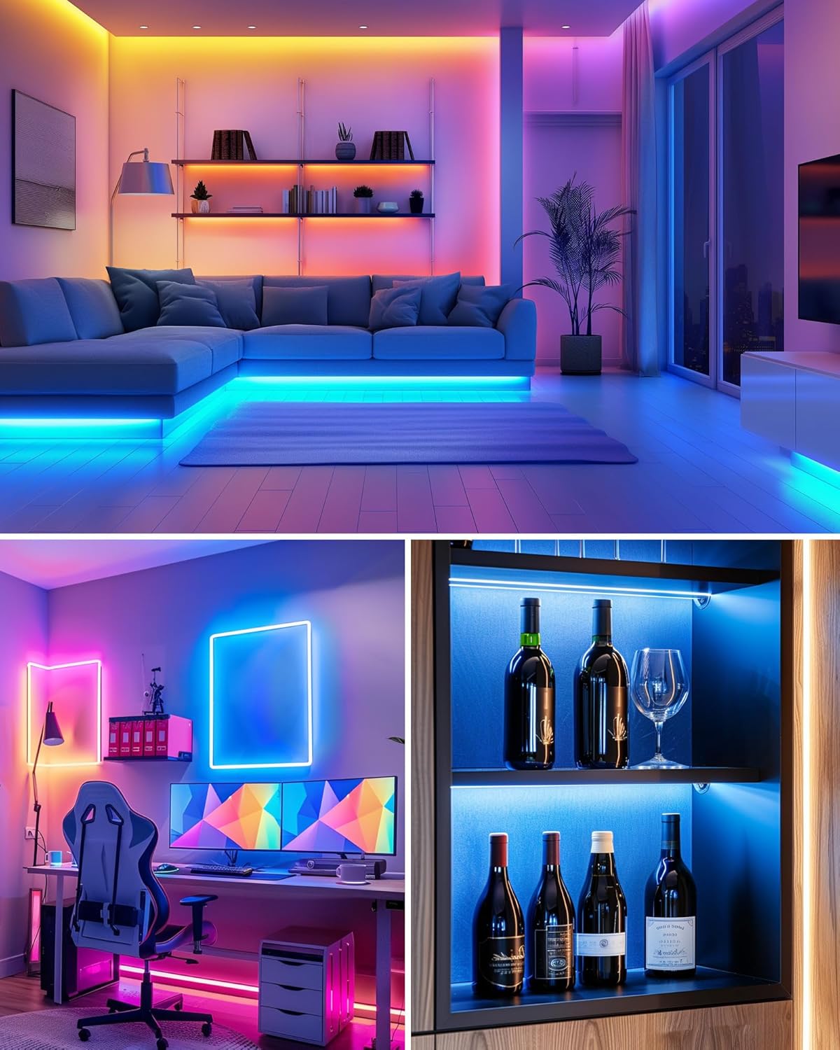 HitLights Pre-Cut RGB LED Tape – Focus Ritual Lighting for Study Desk and Workstation, Dimmable Color Modes