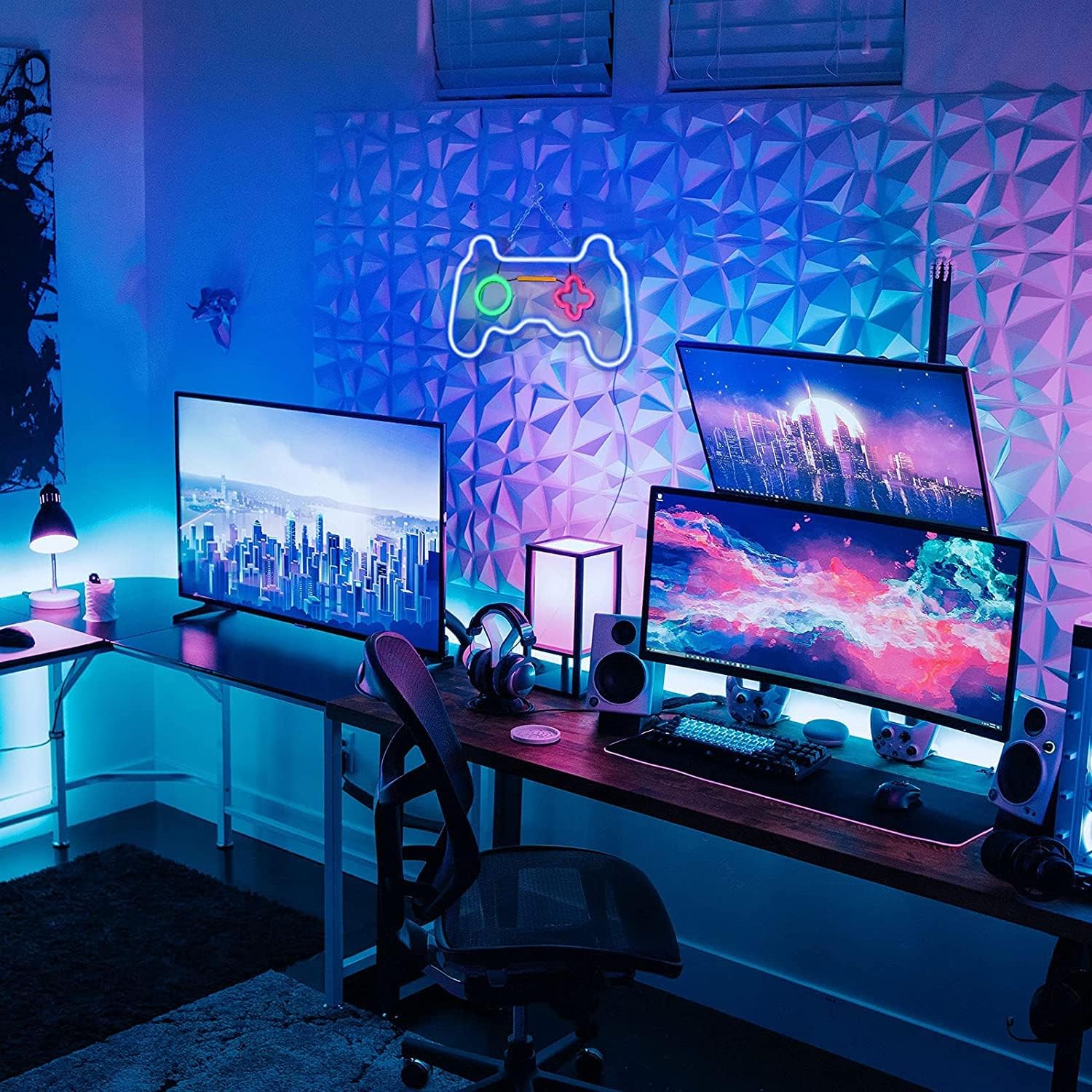 Joylit Minimalist Neon Wall Light – Single Hue Game Controller Glow for Intentional Home Decor