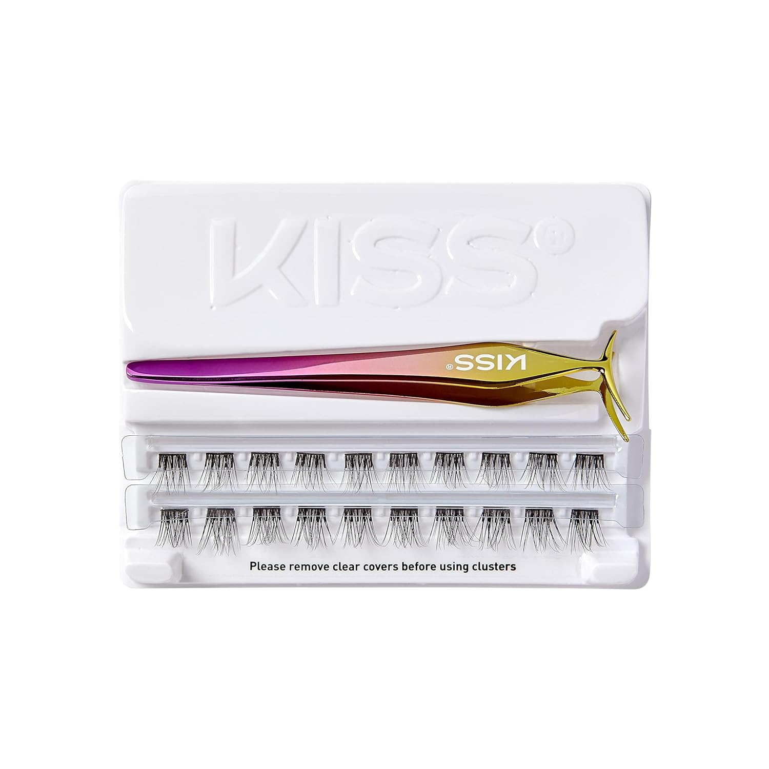 KISS imPRESS Self-Adhesive Eyelashes – Chemical-Free Press-On Lash Clusters Safe for Sensitive Eyelids