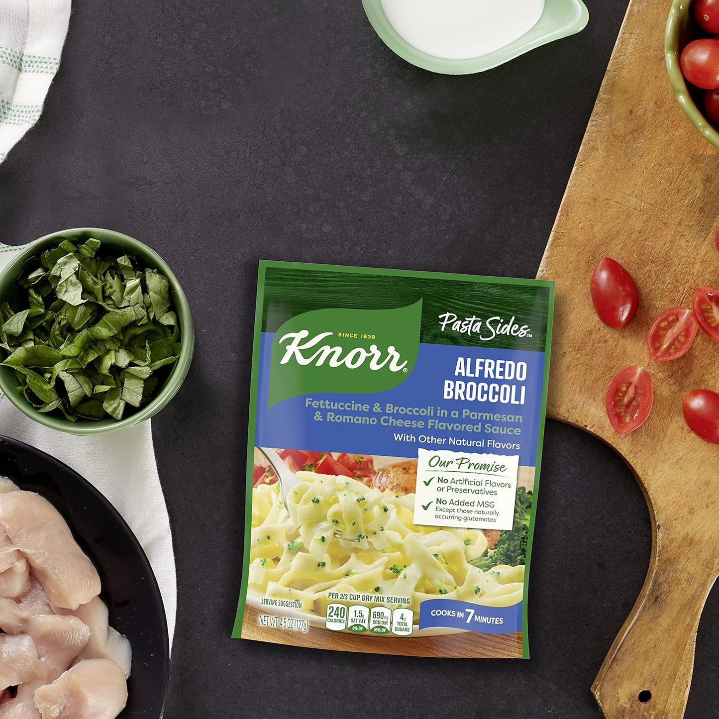 Knorr Pasta Sides Alfredo Broccoli – Lunchbox Pasta for School and Daycare, 4.5 oz Pouch (Pack of 8)