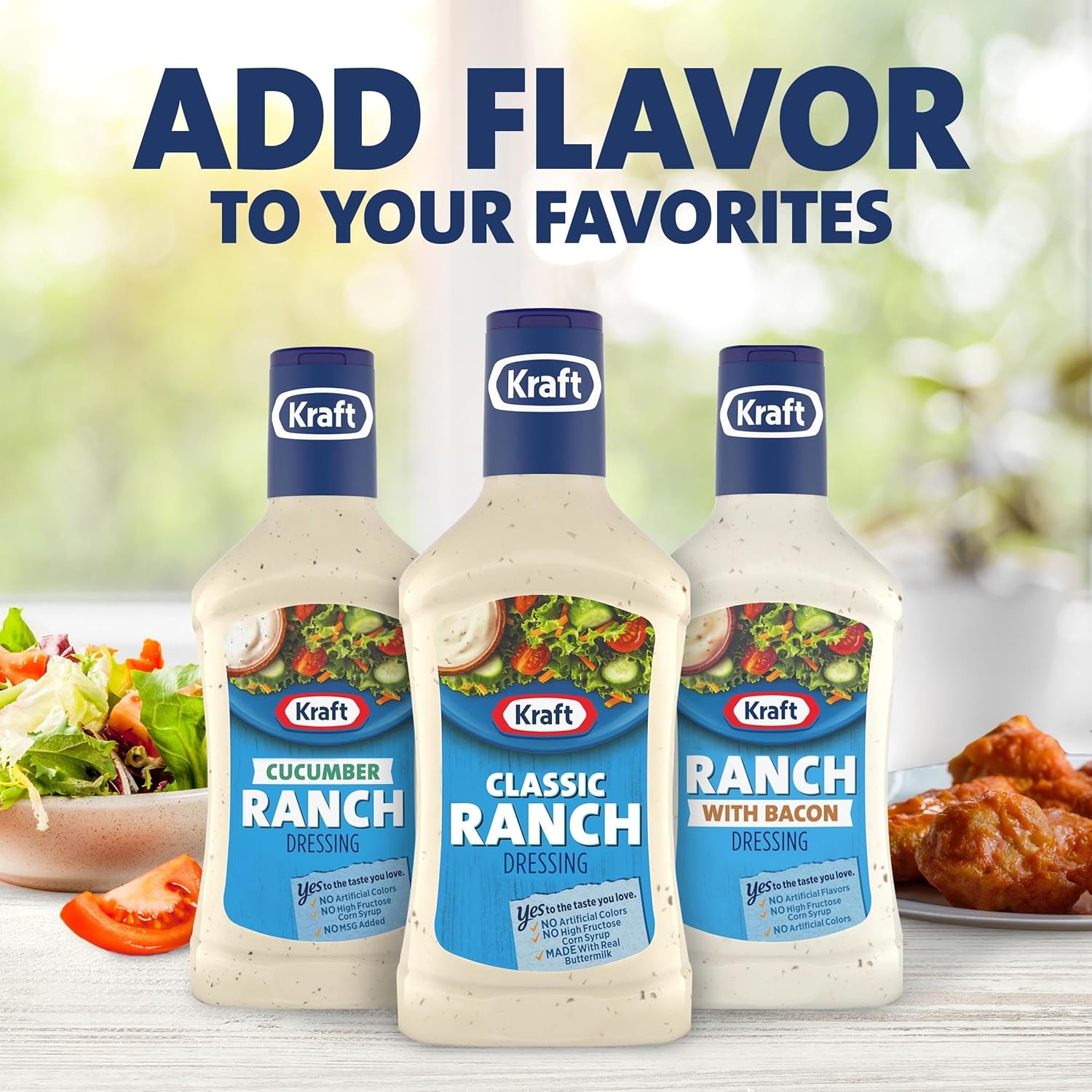 Kraft Classic Ranch Dressing – Time-Saving Squeeze Dressing for Meal Prep Fridges and Family Dinner Stations