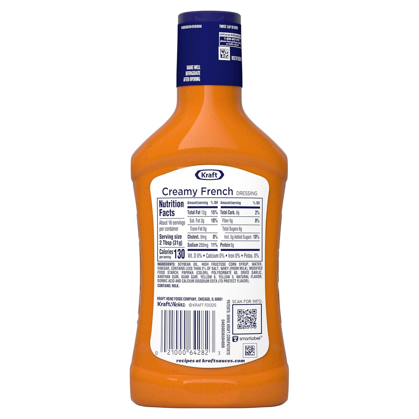 Kraft Creamy French Dressing – Backyard Cookout Condiment for Grilled Vegetables, 16 fl oz