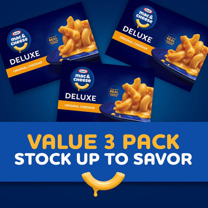 Kraft Deluxe Mac & Cheese – Simple Three-Ingredient Dinner for Intentional Kitchens, 3 ct 14 oz Boxes