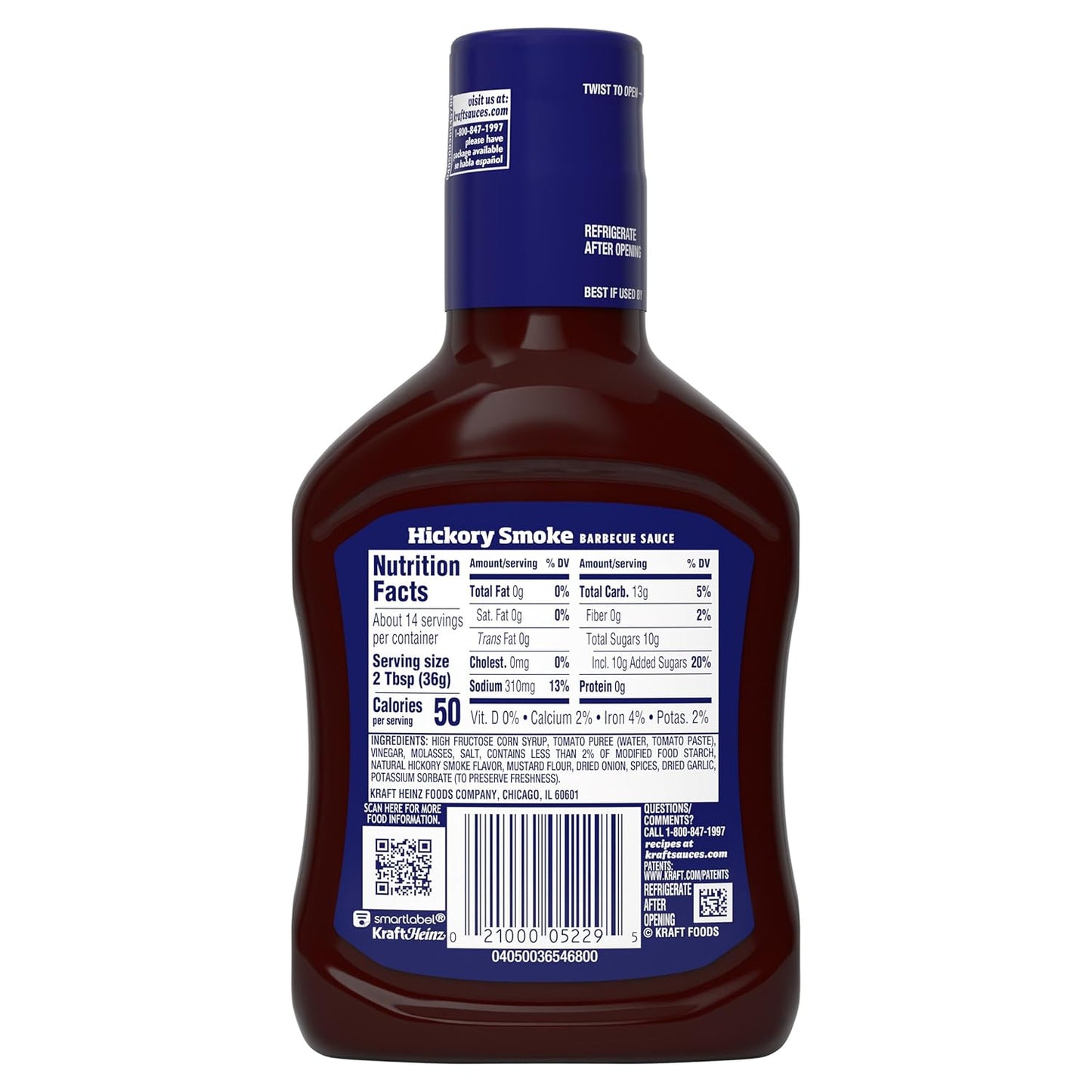 Kraft Hickory Smoke Slow-Simmered Barbecue Sauce, 17.5 oz Bottle – Birthday Gift for the Host Who Always Hosts Cookouts
