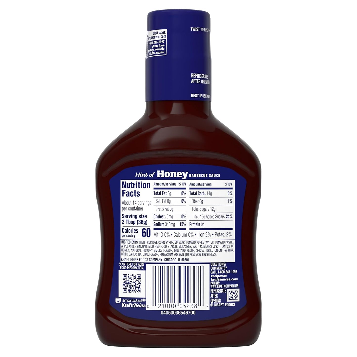 Kraft Honey BBQ Sauce 18 oz Bottle – Practical Holiday Gift for the Backyard BBQ Dad