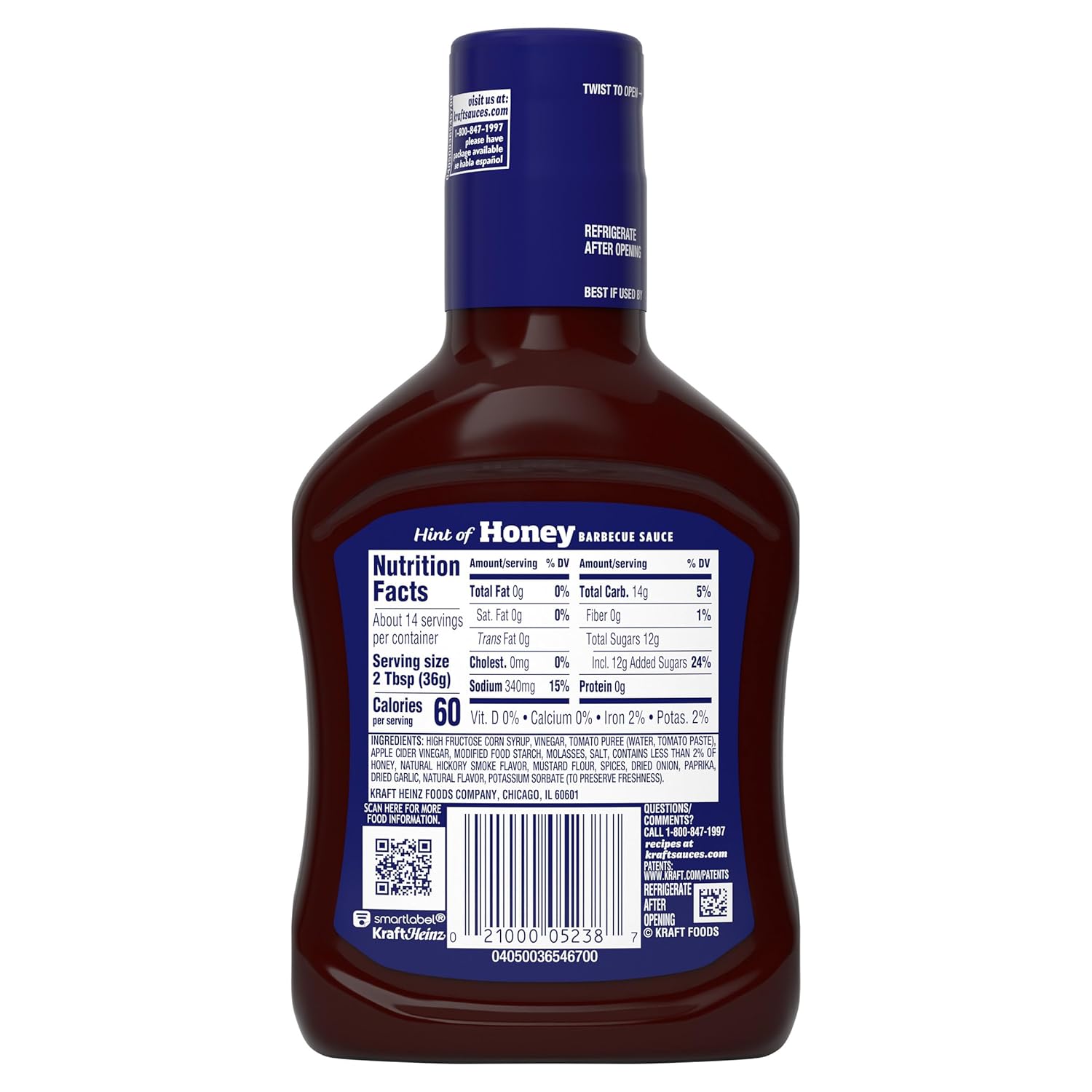 Kraft Honey BBQ Sauce 18 oz Bottle – Practical Holiday Gift for the Backyard BBQ Dad