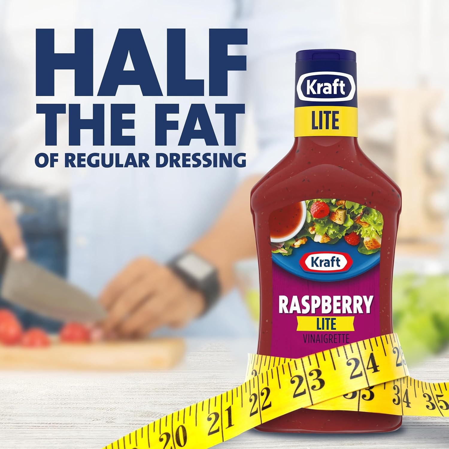 Kraft Lite Balsamic Raspberry Vinaigrette – Patio-Friendly Dipping Sauce for Vegetable Platters and Cookouts, 16 fl oz