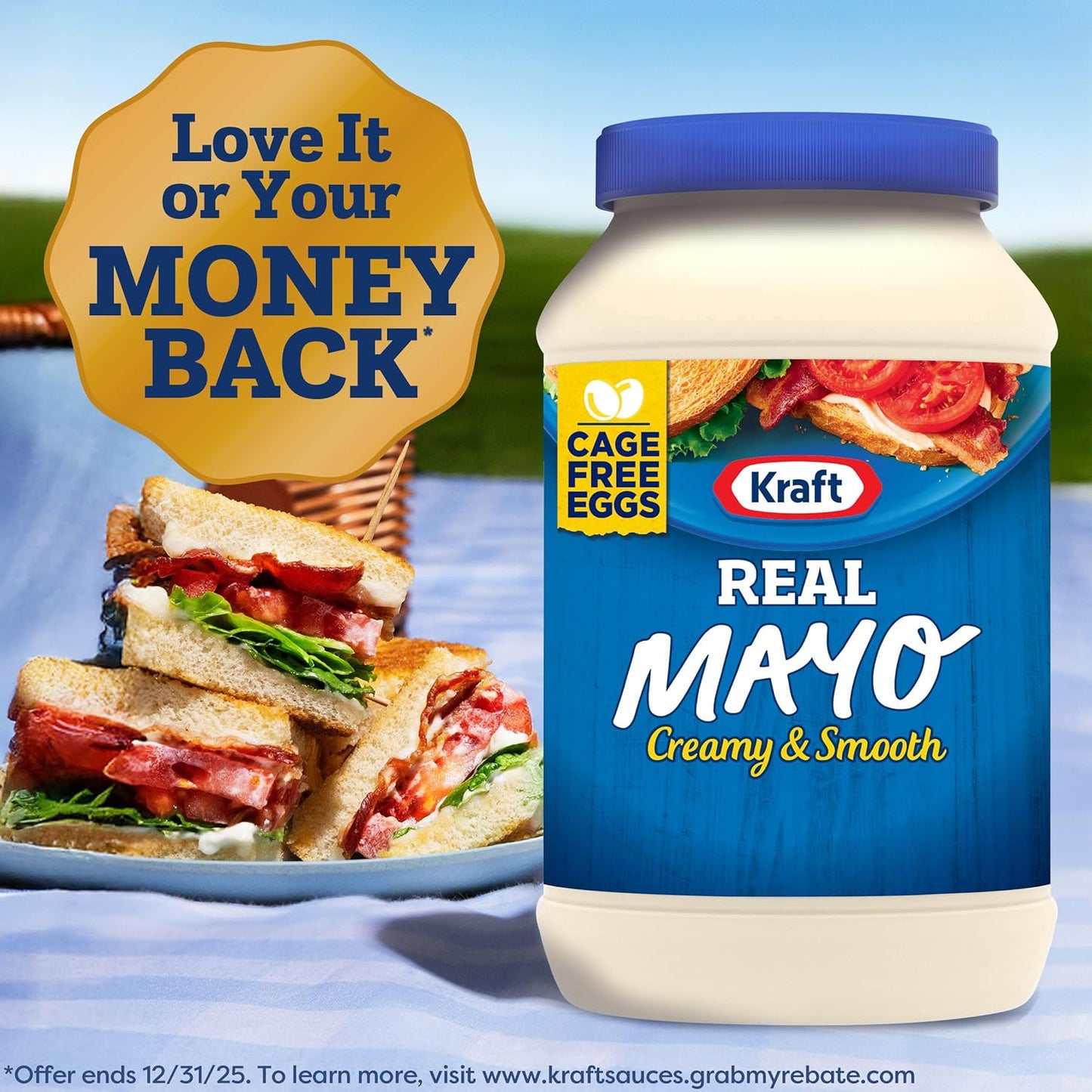 Kraft Real Mayo Creamy & Smooth Mayonnaise for Birthday Gifts for Home Cooks and Pantry-Stocking Surprises, 30 fl oz Jar