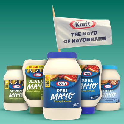 Kraft Real Mayo Creamy & Smooth Mayonnaise for Birthday Gifts for Home Cooks and Pantry-Stocking Surprises, 30 fl oz Jar