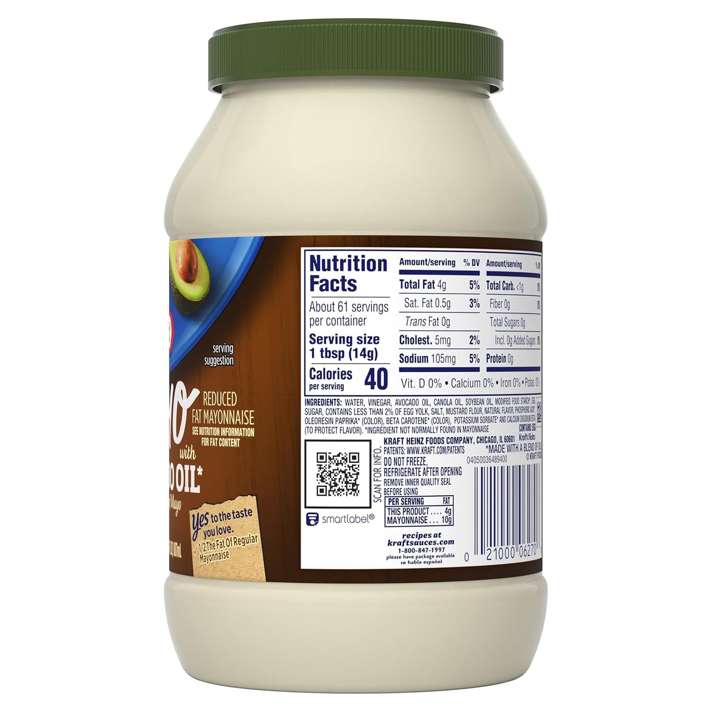 Kraft Reduced Fat Mayonnaise with Avocado Oil – Meal Prep Staple for High-Protein Lunch Routines on Busy Weeks