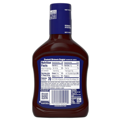Kraft Sweet Brown Sugar Slow-Simmered Barbecue Sauce, 18 oz All-in-One Sauce for Simplifying the Condiment Shelf