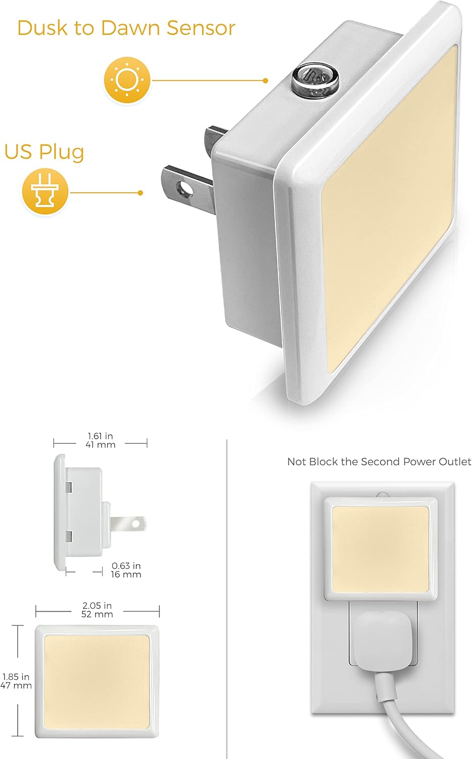 L LOHAS Night Light Plug into Wall – Flat Flush Profile for Uncluttered Walls, Neutral Soft White 0.3W Glow