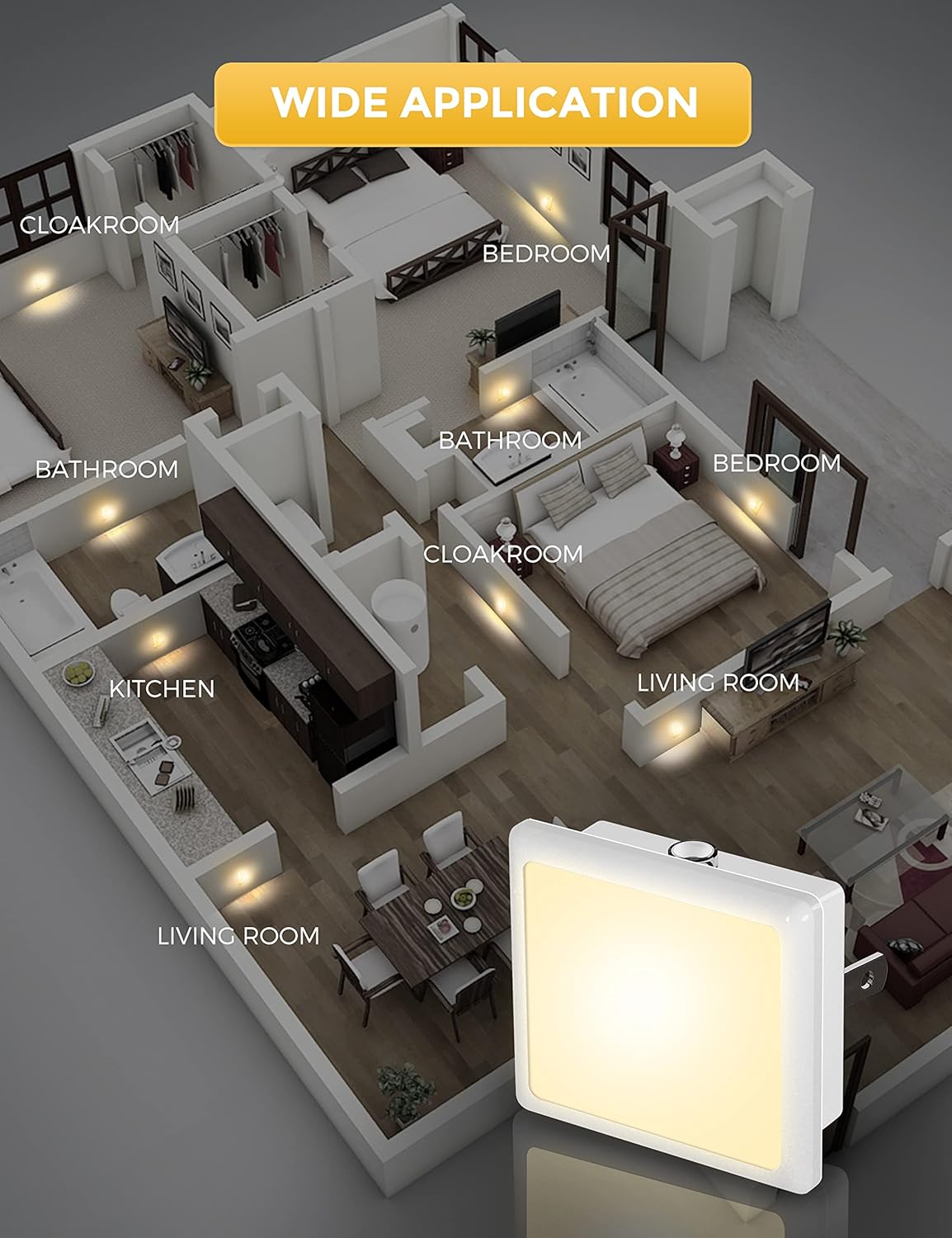 L LOHAS Nightlight – 0.3W Low Profile Hallway Light for Intentional Neutral Interiors