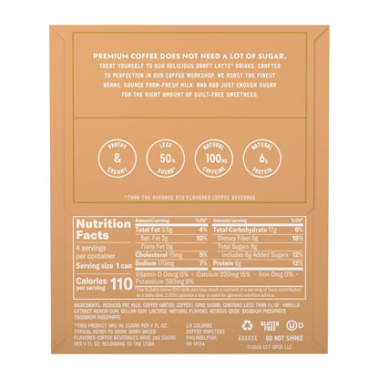 La Colombe Vanilla Draft Latte - Premium Cold Brew with Sip-Thru Lid and Real Vanilla, Barista-Grade Canned Coffee