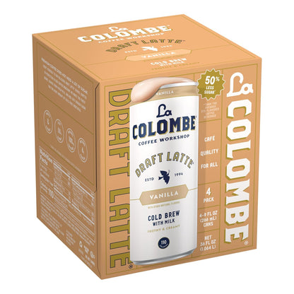 La Colombe Vanilla Draft Latte - Premium Cold Brew with Sip-Thru Lid and Real Vanilla, Barista-Grade Canned Coffee