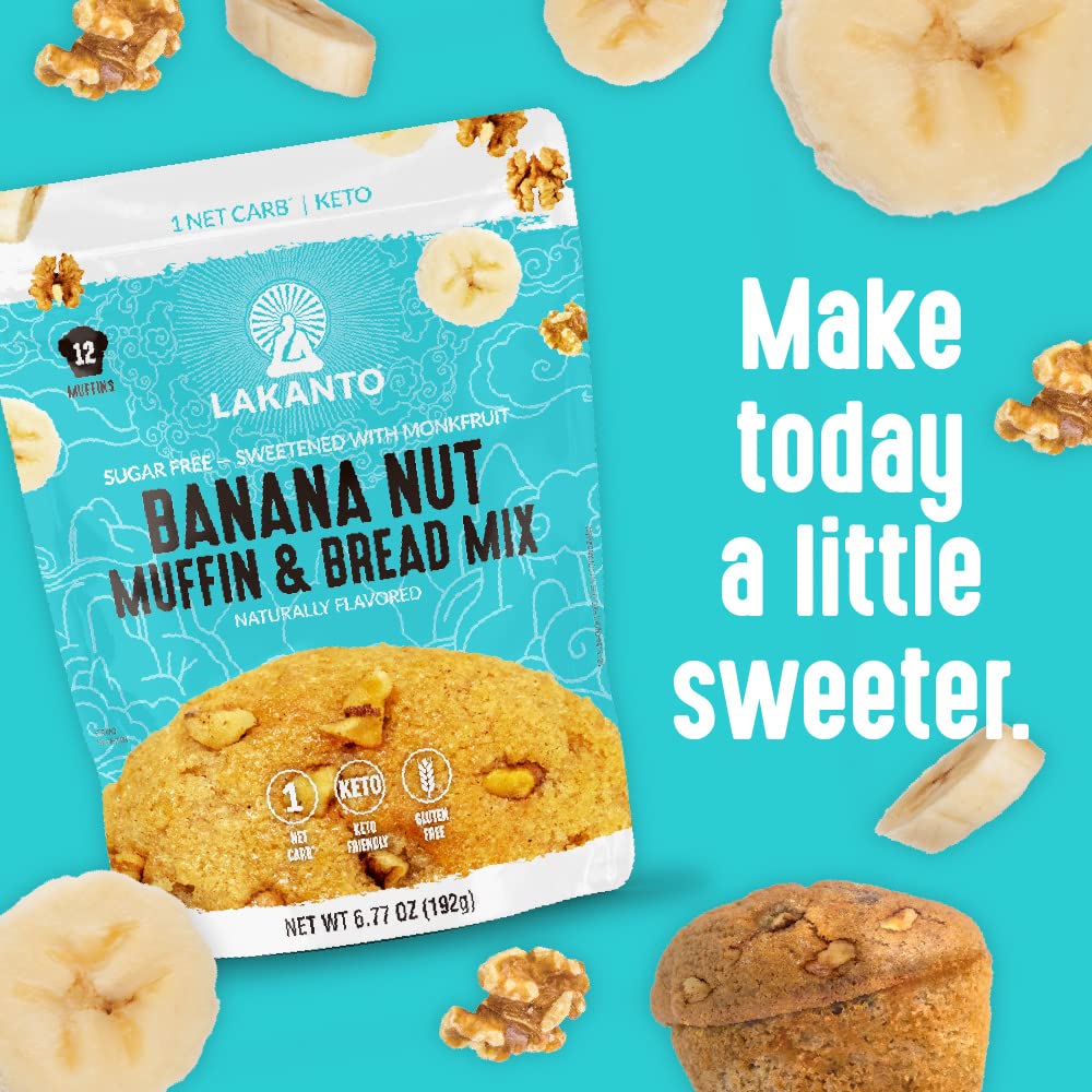 Lakanto Sugar Free Banana Nut Muffin and Bread Mix - Single Ingredient Smart Baking for Streamlined Low Carb Kitchen