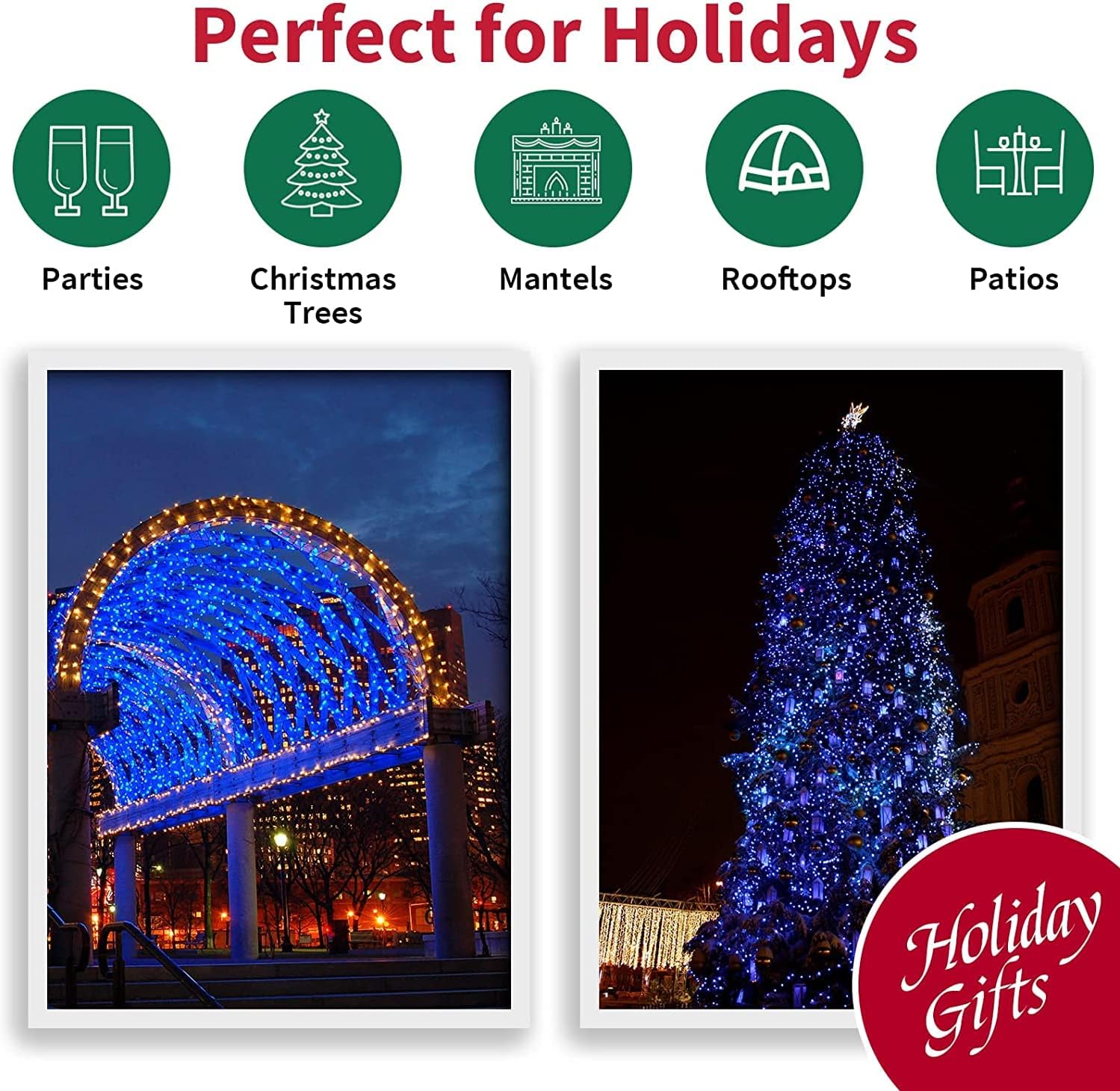 LAMPHOME 19.6ft Blue Mini Light Set – Charming Seasonal Gift for Hosts, Newlyweds, and Holiday Party Planners