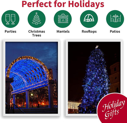 LAMPHOME 19.6ft Blue Mini Light Set – Charming Seasonal Gift for Hosts, Newlyweds, and Holiday Party Planners