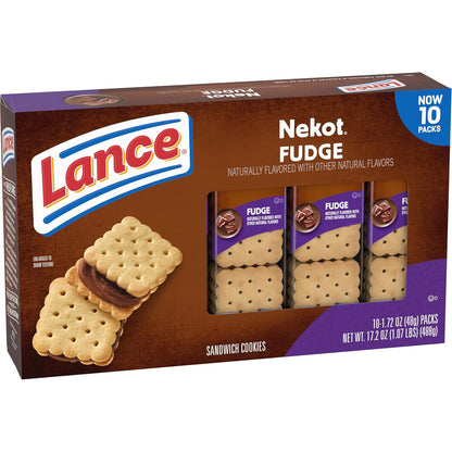 Lance Nekot Fudge Sandwich Cookies, Portable Snack Packs for Car Cup Holders, Travel Bags, and Hotel Stays