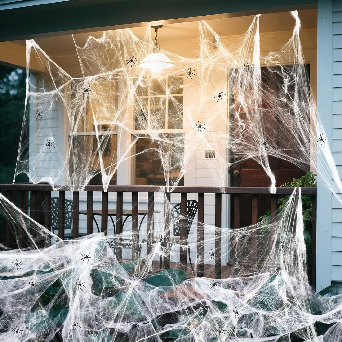 Land Guard Spooky Season Gift Halloween Spider Web Bundle for Party Planners and Haunt Creators, 200 sqft Polyester Webbing with Bonus Spiders