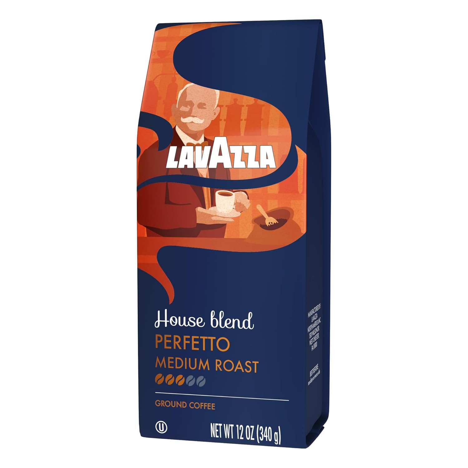 Lavazza Perfetto Ground Coffee – High-End Coffee Bar Addition for the Modern Kitchen, 12oz Bag of Medium Roast Arabica from Central and South America