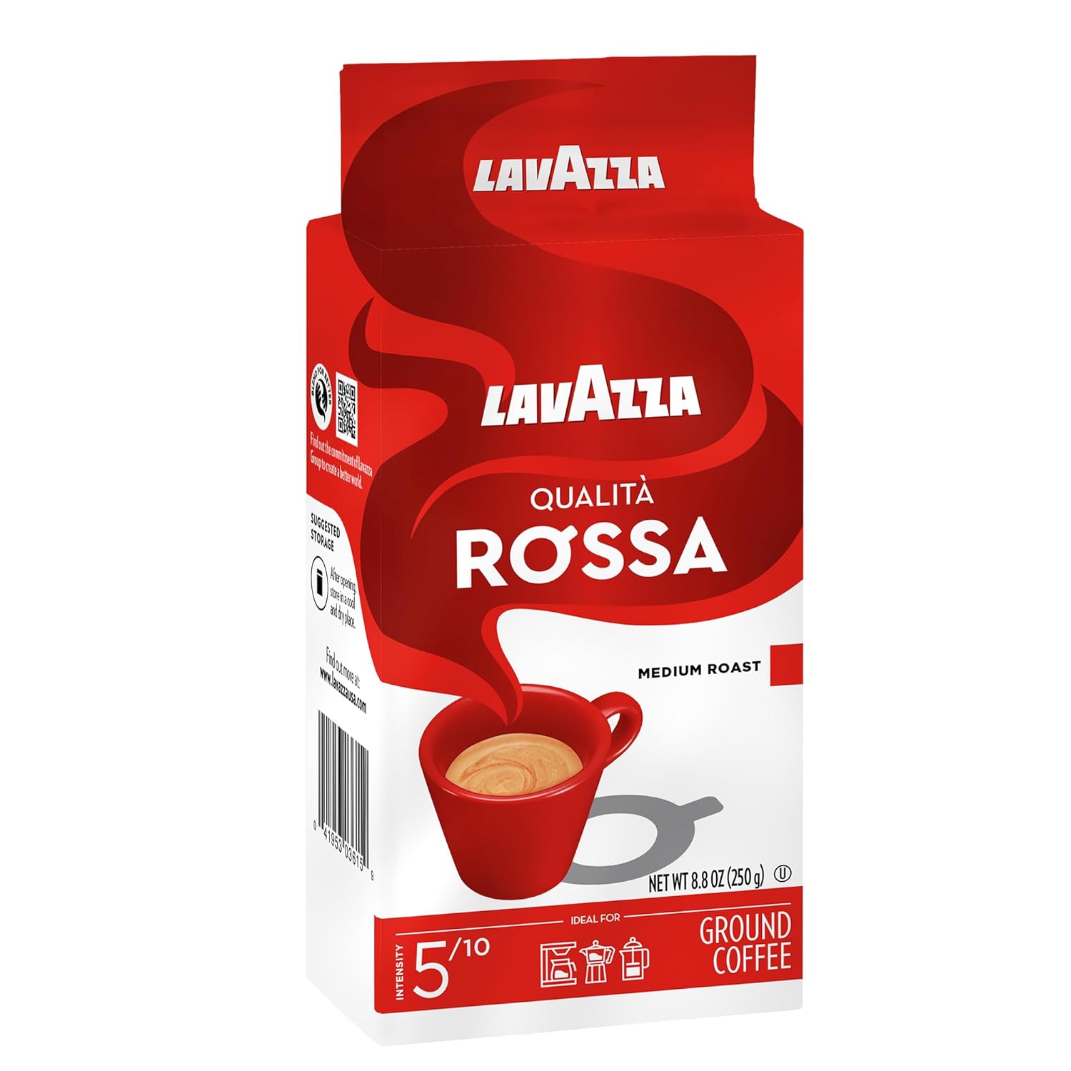 Lavazza Qualità Rossa Ground Coffee – Streamlined Italian Roast for Intentional Kitchens, Moka Pot Brew
