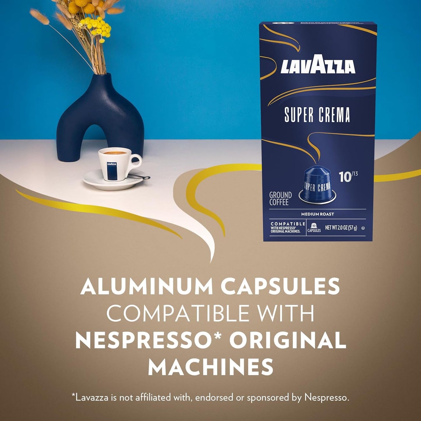 Lavazza Super Crema Nespresso Original Compatible Pods – Slow Coffee Moment for Your Self-Care Routine