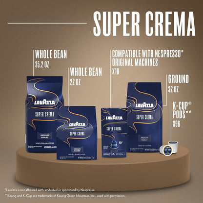 Lavazza Super Crema Nespresso Original Compatible Pods – Slow Coffee Moment for Your Self-Care Routine
