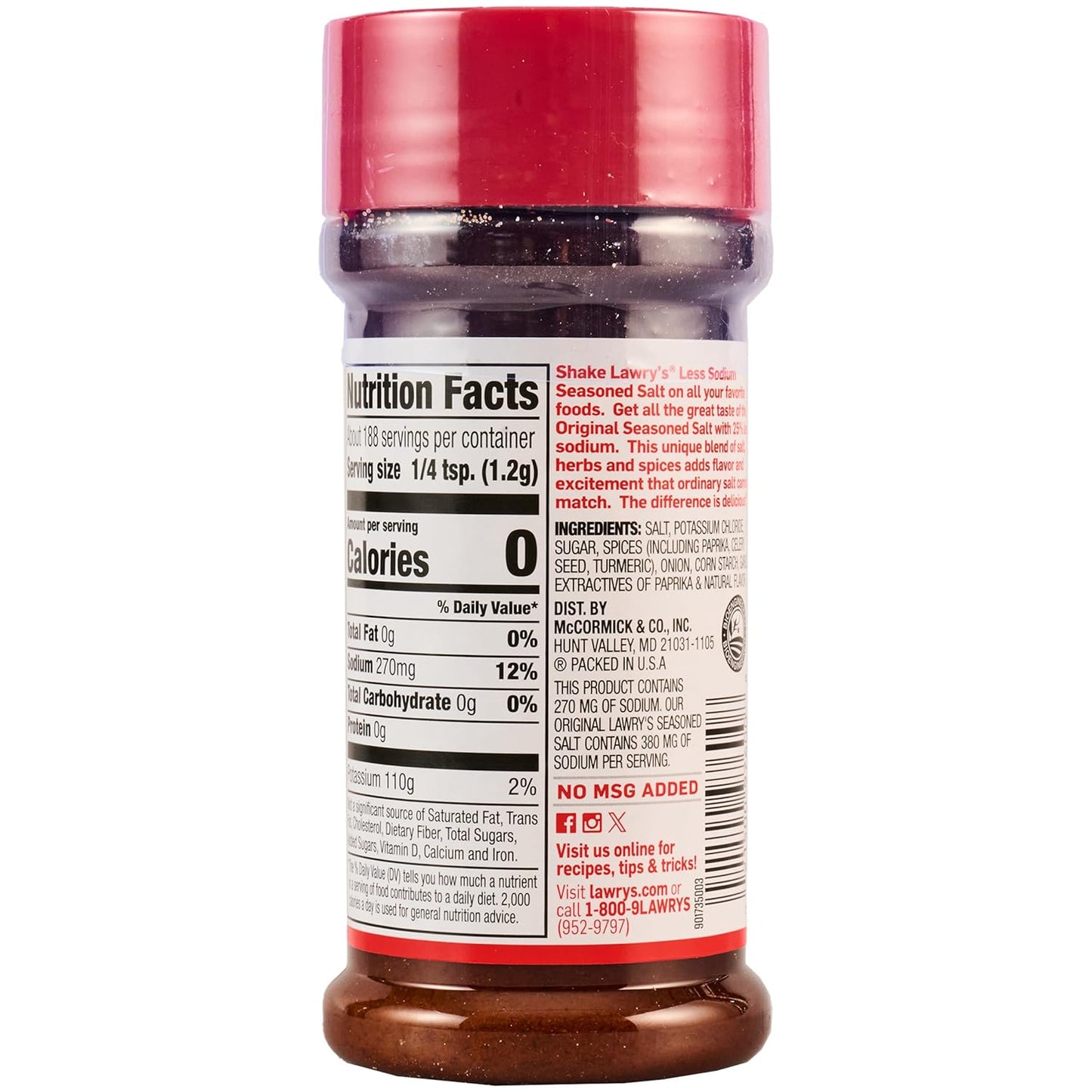 Lawry's 25% Less Sodium Seasoned Salt – Thoughtful Pantry Gift for Health-Conscious Hosts