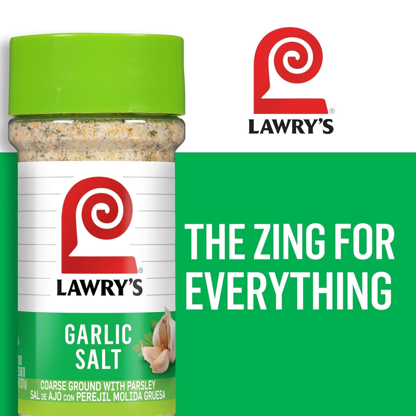 Lawry's Garlic Salt – Patio and Camping Pantry Seasoning for Open-Air Cookouts, 11 oz Shaker