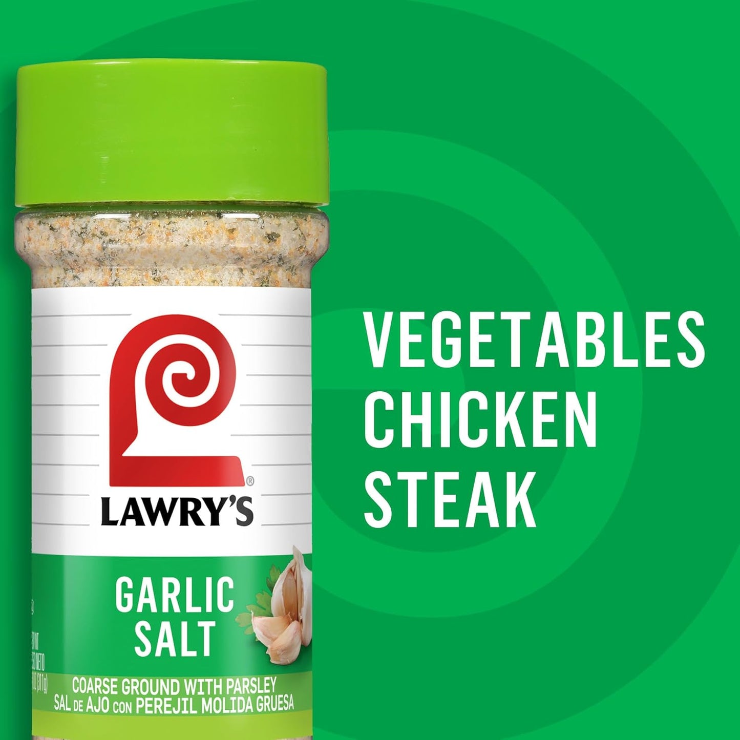 Lawry's Garlic Salt – Patio and Camping Pantry Seasoning for Open-Air Cookouts, 11 oz Shaker