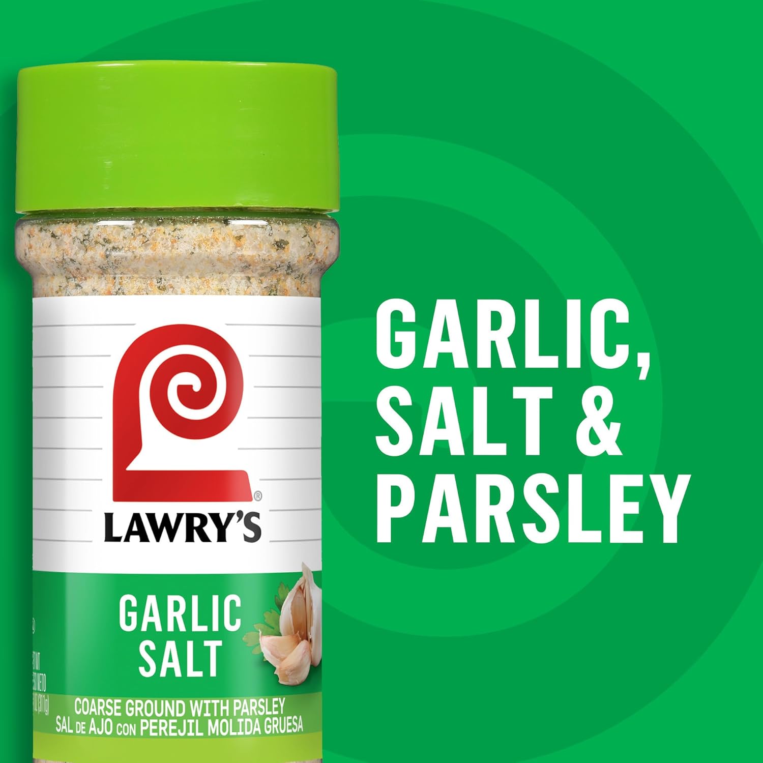 Lawry's Garlic Salt – Patio and Camping Pantry Seasoning for Open-Air Cookouts, 11 oz Shaker