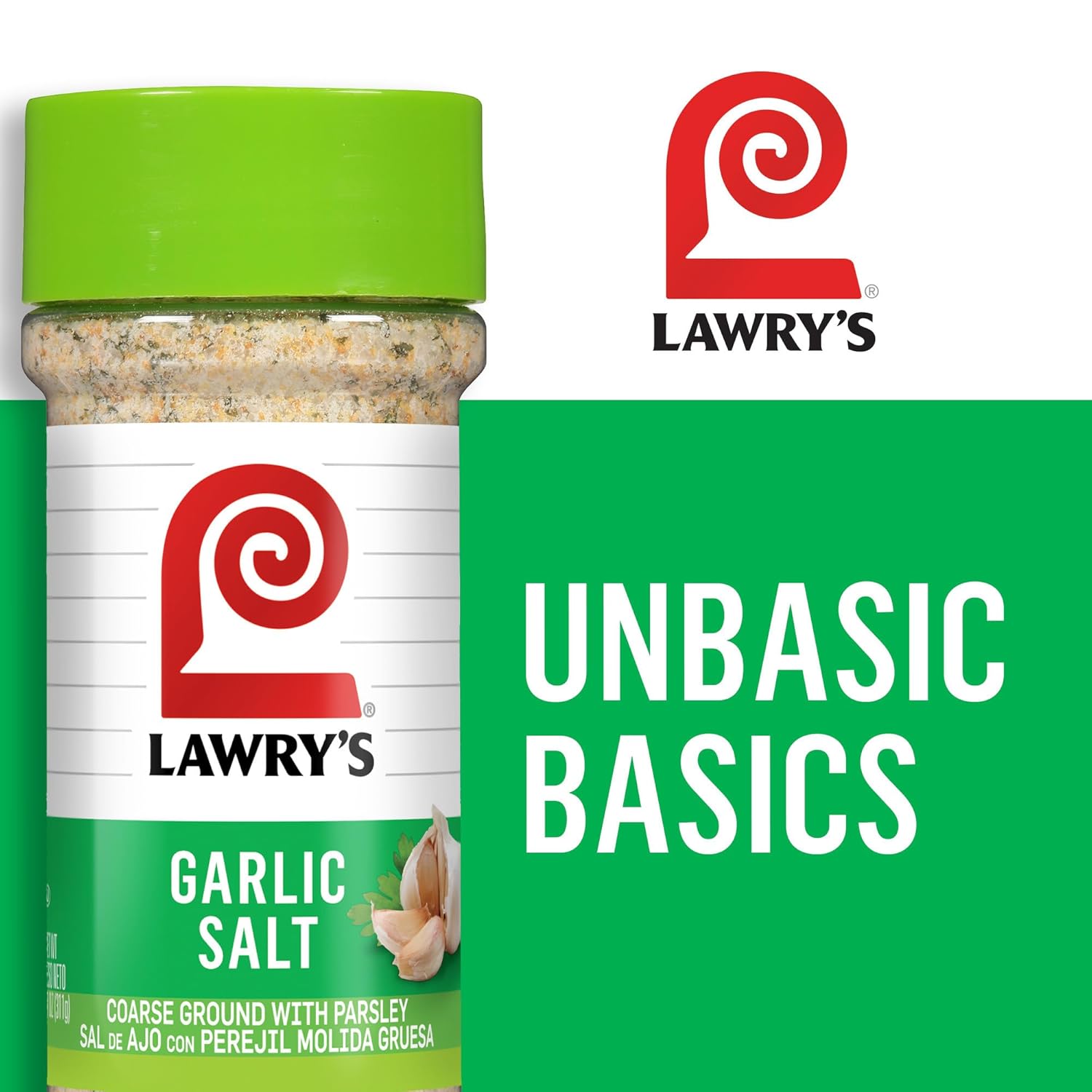 Lawry's Garlic Salt – Patio and Camping Pantry Seasoning for Open-Air Cookouts, 11 oz Shaker