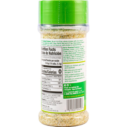 Lawry's Garlic Salt – Patio and Camping Pantry Seasoning for Open-Air Cookouts, 11 oz Shaker