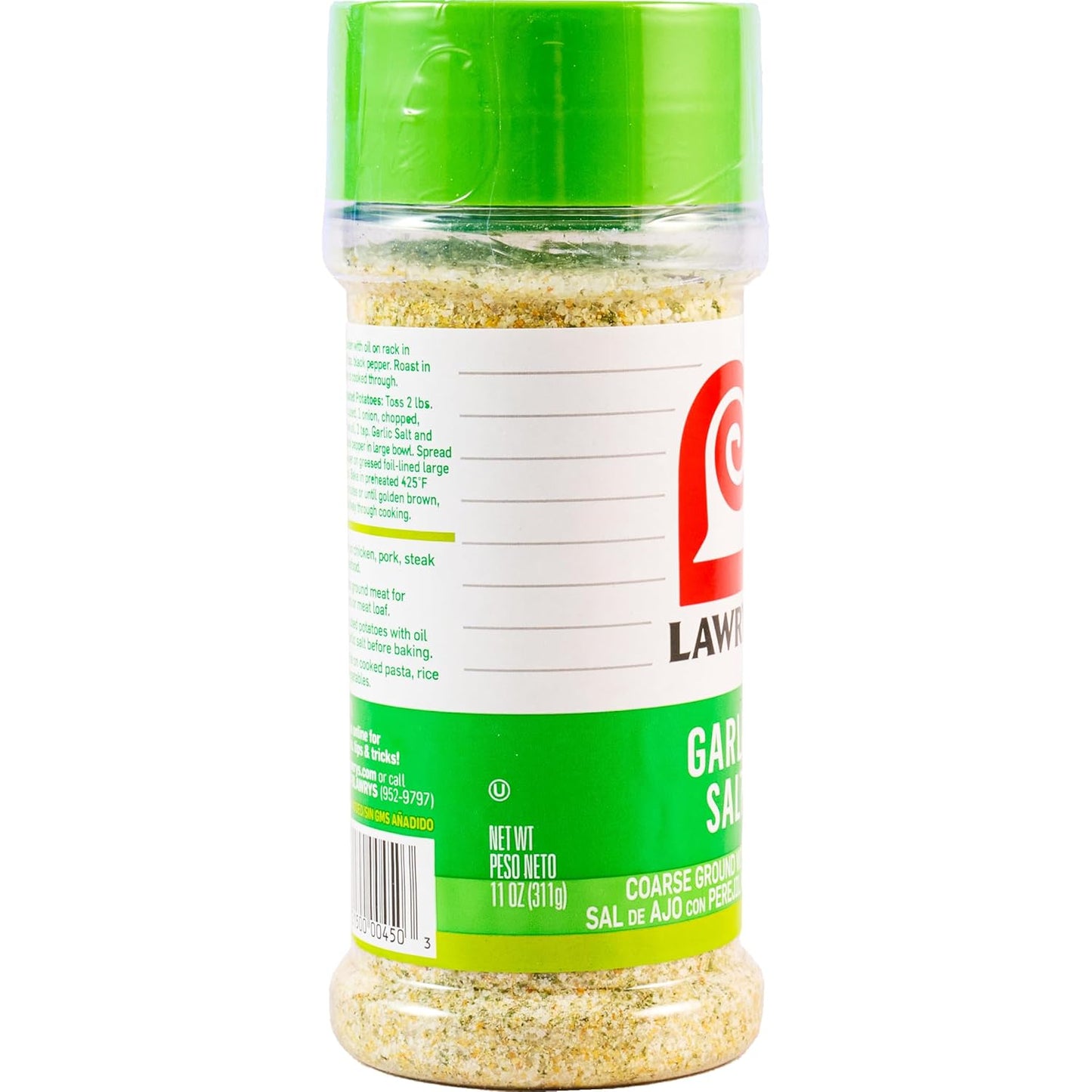 Lawry's Garlic Salt – Patio and Camping Pantry Seasoning for Open-Air Cookouts, 11 oz Shaker