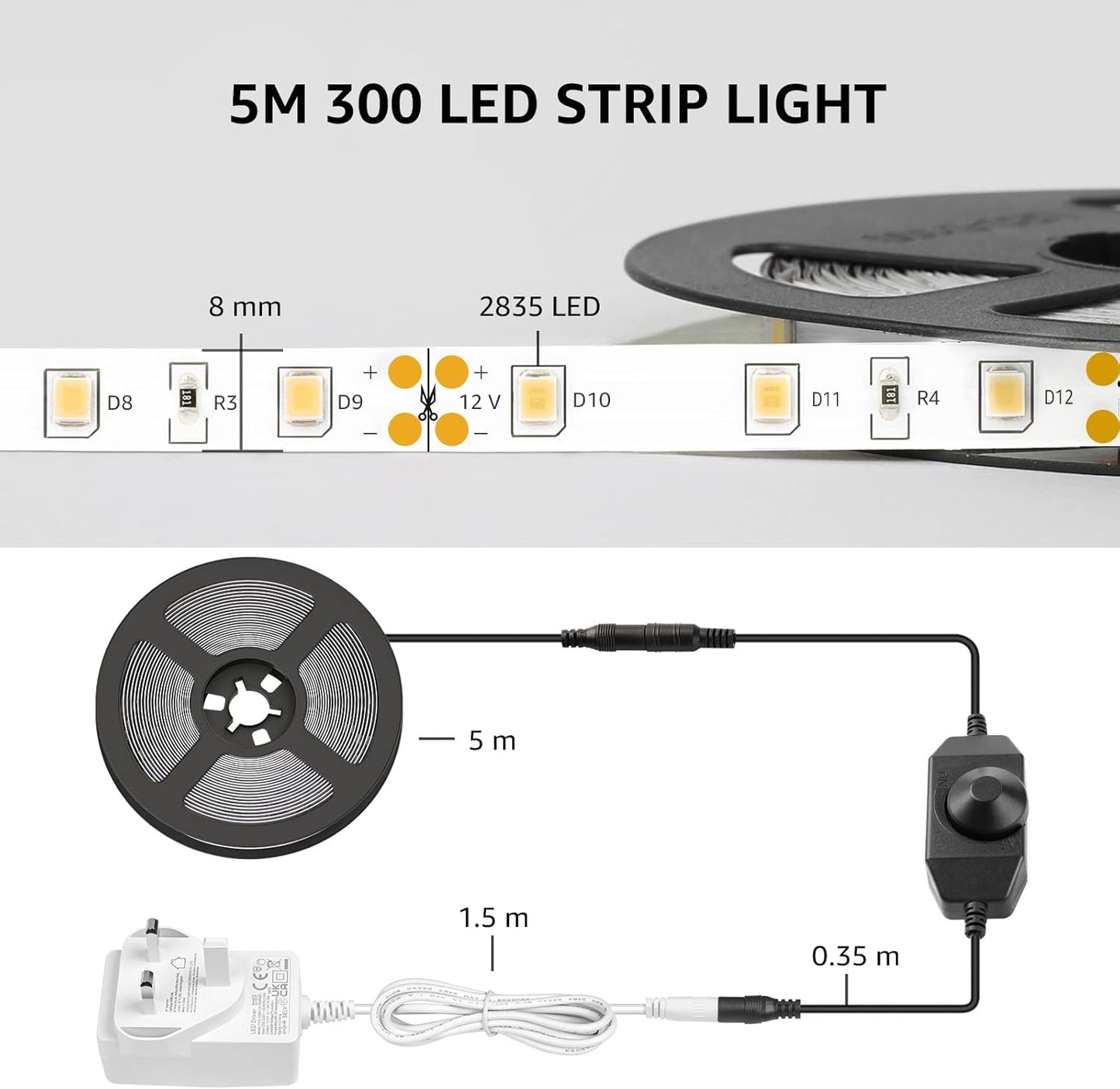 Lepro Dimmable LED Tape Light – Low Heat Accent Lighting for Nighttime Stairs, Hallways, and Door Frames