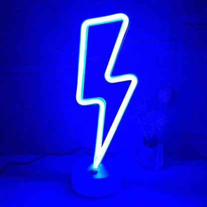 Lightning Bolt Neon Sign - Cozy Ambient Lighting for Home Office, Stylish LED Lightning Bolt with Detachable Base
